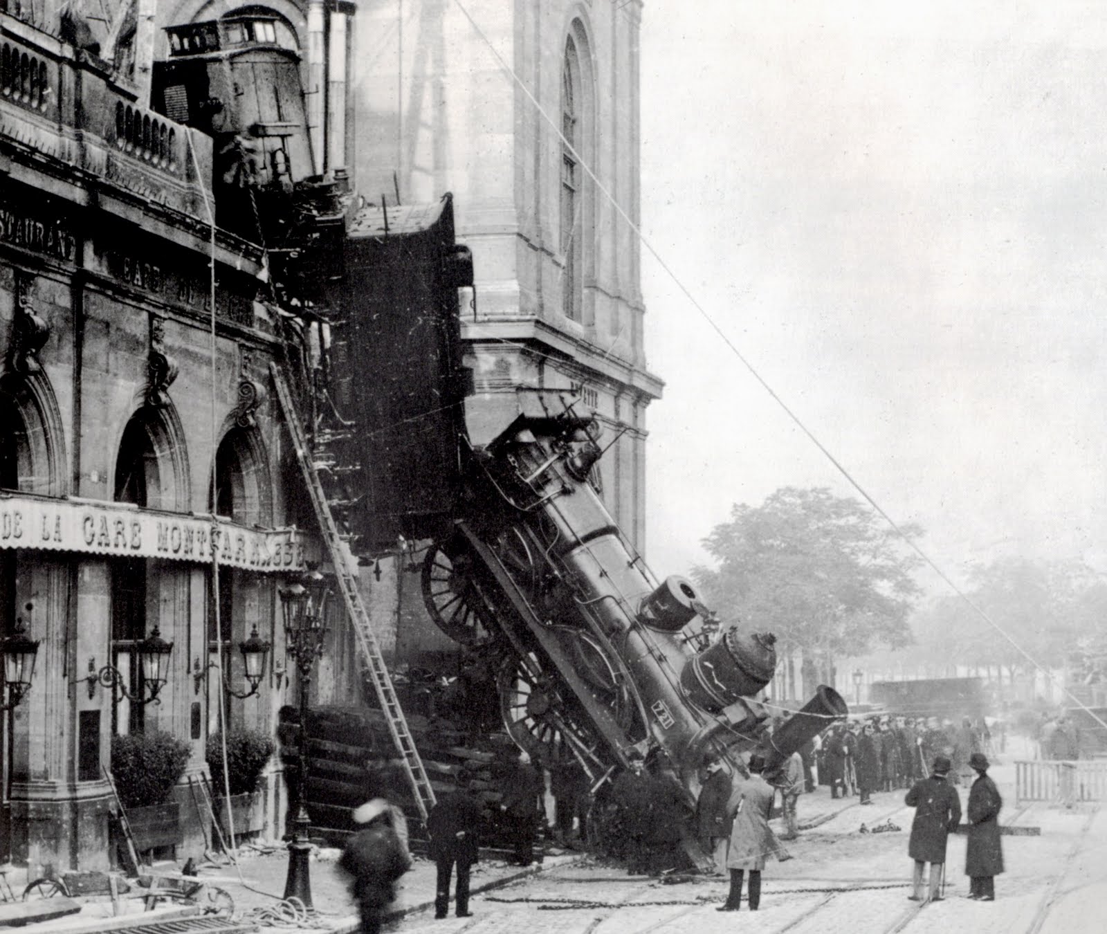 Train Derailment at Gare Montparnasse , Paris, France. 1895.