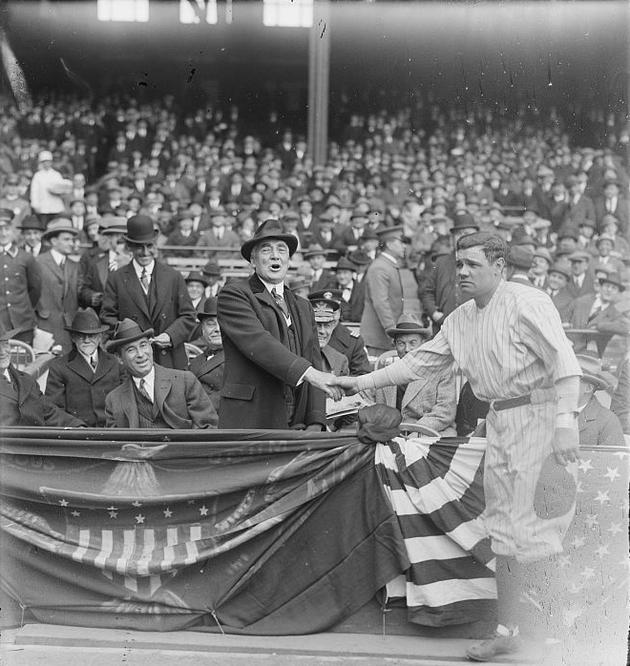 Babe Ruth shaking Warren Harding's Hand