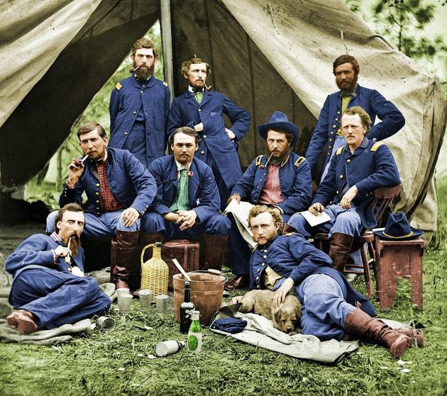 Lt. Custer and his troops in 1862