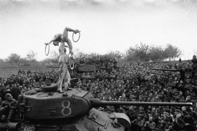 Soviet Soldiers take a break near Berlin