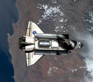 Space shuttle in space